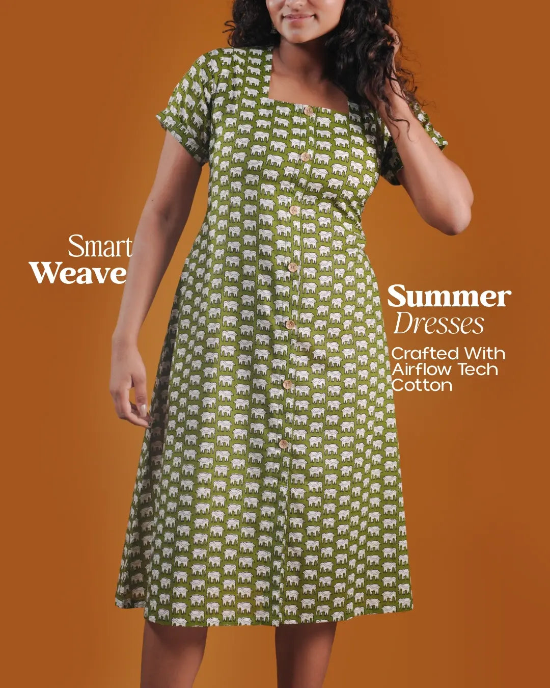 Green Safari Block Dress (Short Sleeves) - Olivewood
