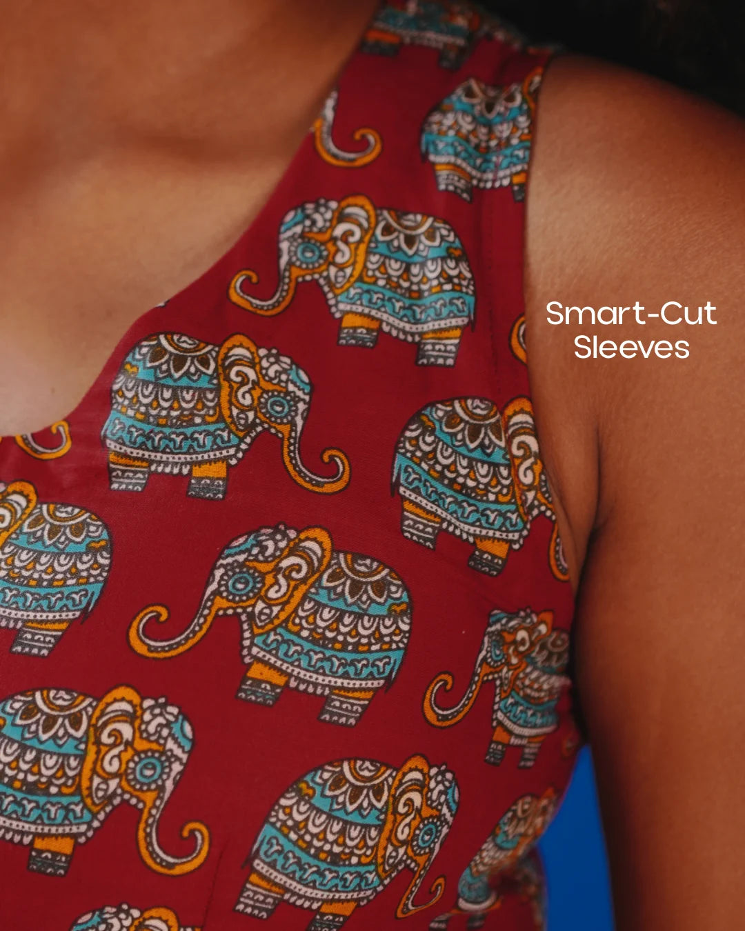 Jaipur Parade Hand Block Print Cotton Midi Dress (Sleeveless) - Burnt Coral