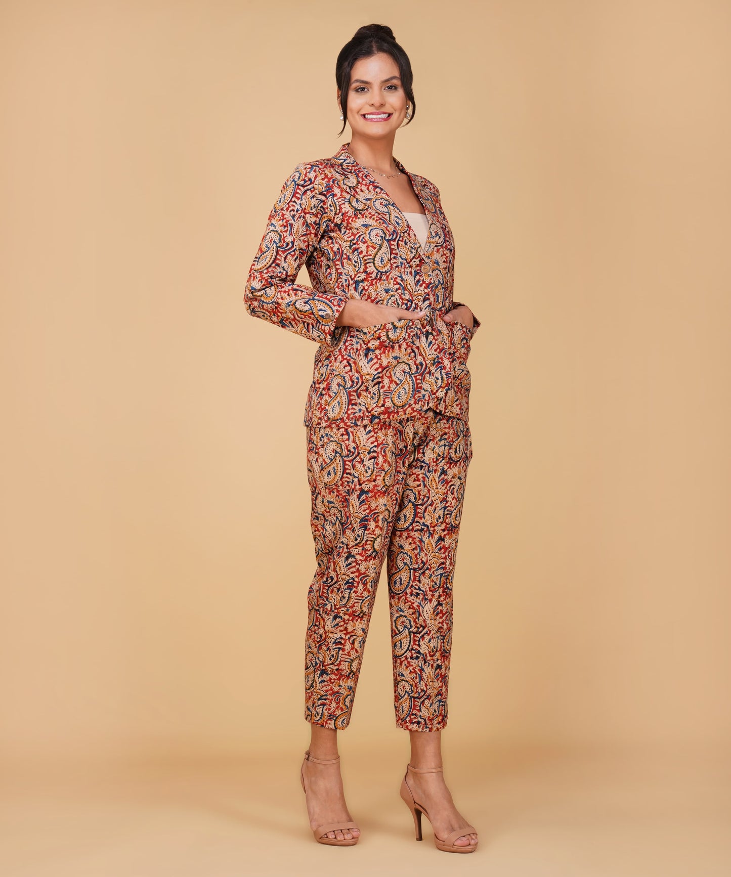 Rosewood Paisley Kalamkari Blazer Set