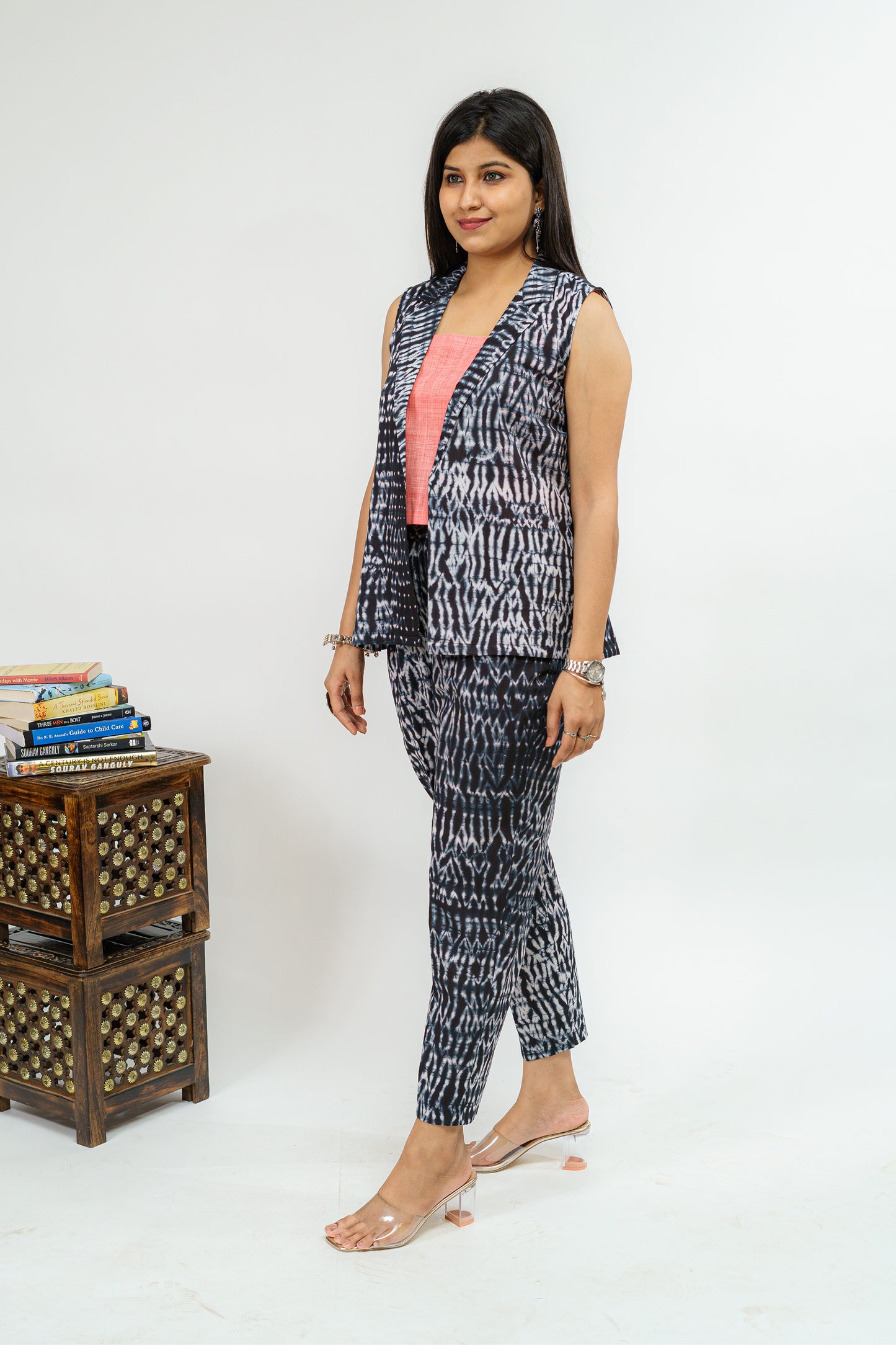 Full Moon Night Semi Formal Shibori Co-ord Set with Blazer
