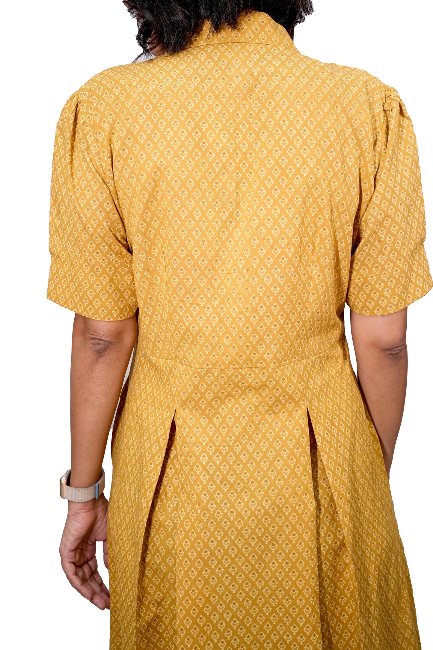Mustard Ajrakh Cotton Dress