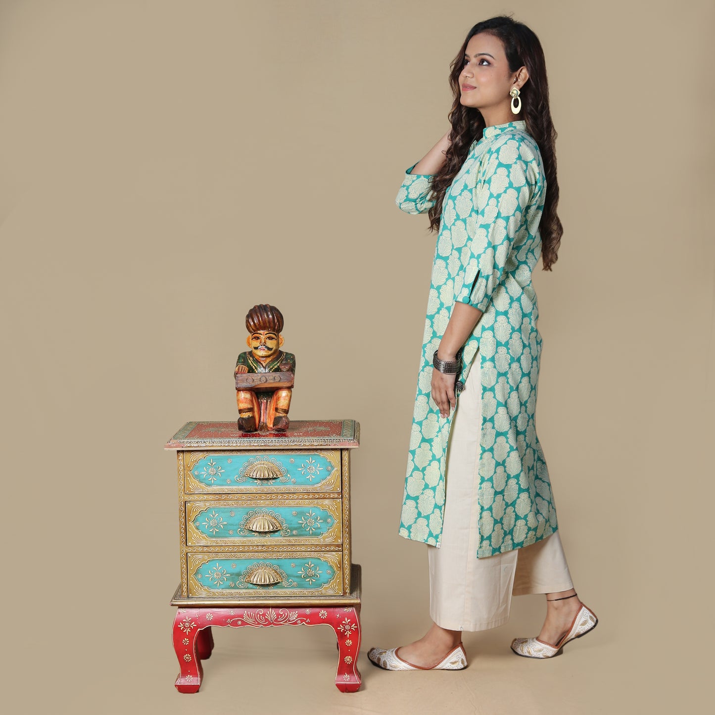 Mint Fresh Hand Block Kurta