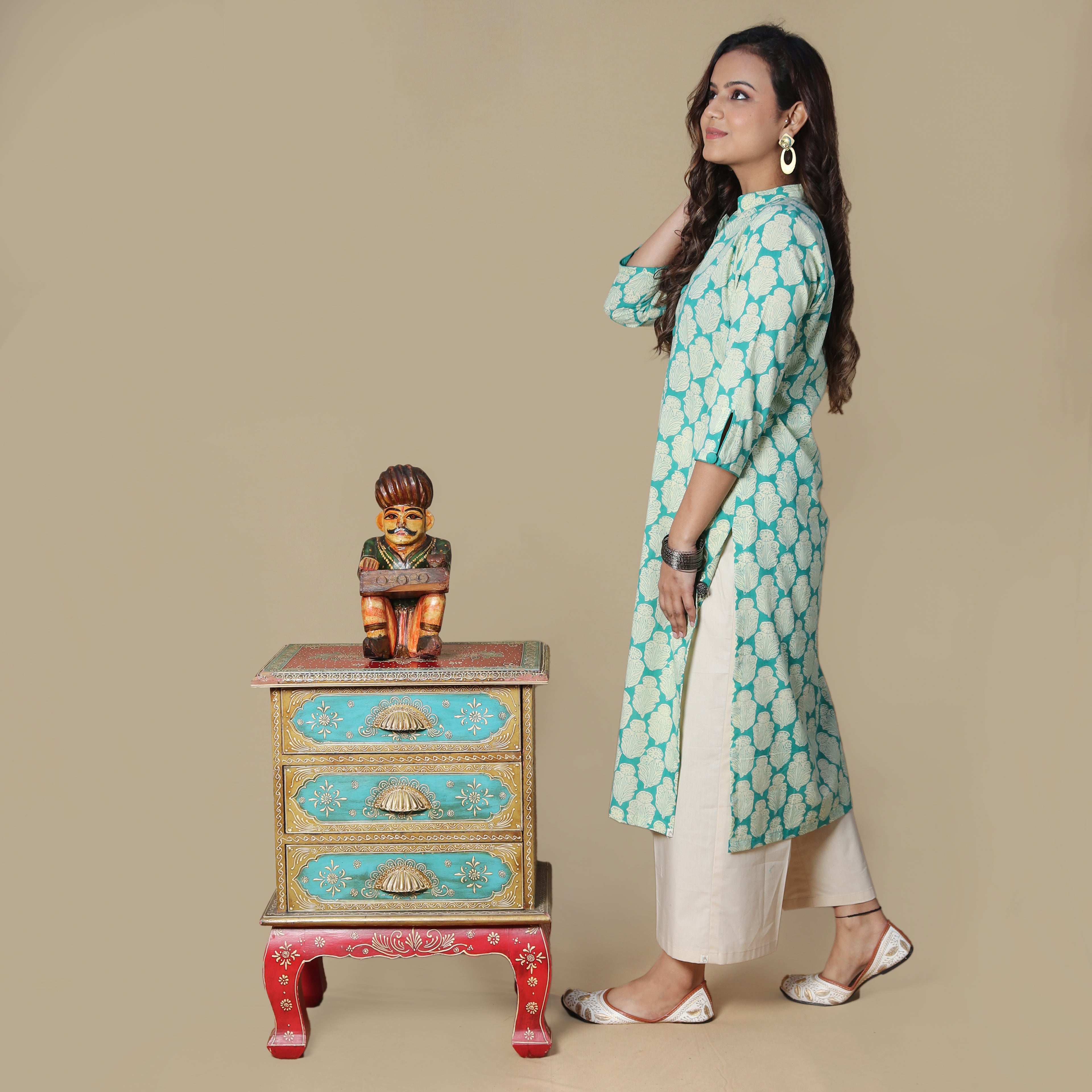 Mint Fresh Hand Block Kurta