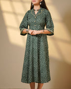 Pure Cotton Leheriya & Bandhani Kurti – Forest Melody