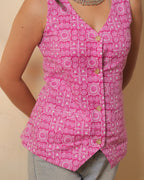 Pure Cotton geometric Pattern - Rosewood Blush