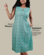 The Wanderer’s Print Dress (Sleeveless) - Mint Safari