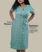 The Wanderer’s Print Dress (Short Sleeves) - Mint Safari