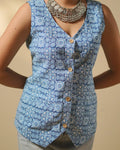 Pure Cotton Geometric Print - Cobalt Indigo