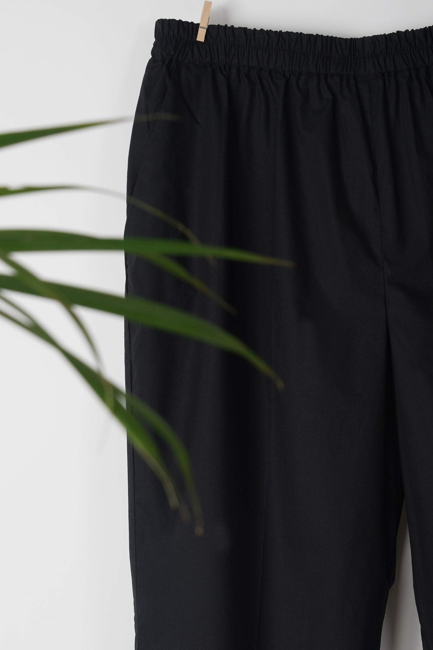 Black Cotton Pant with Pleats