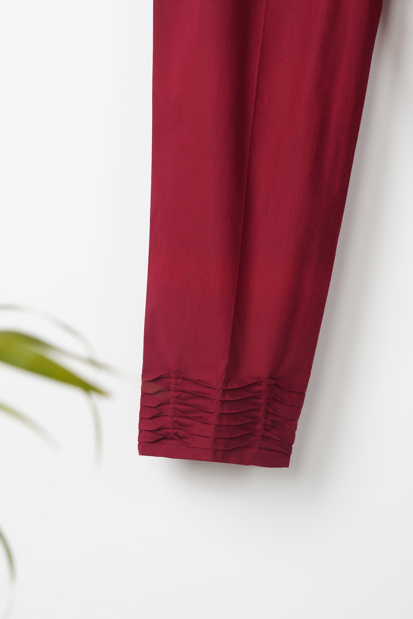 Maroon Cotton Pant with Pleats