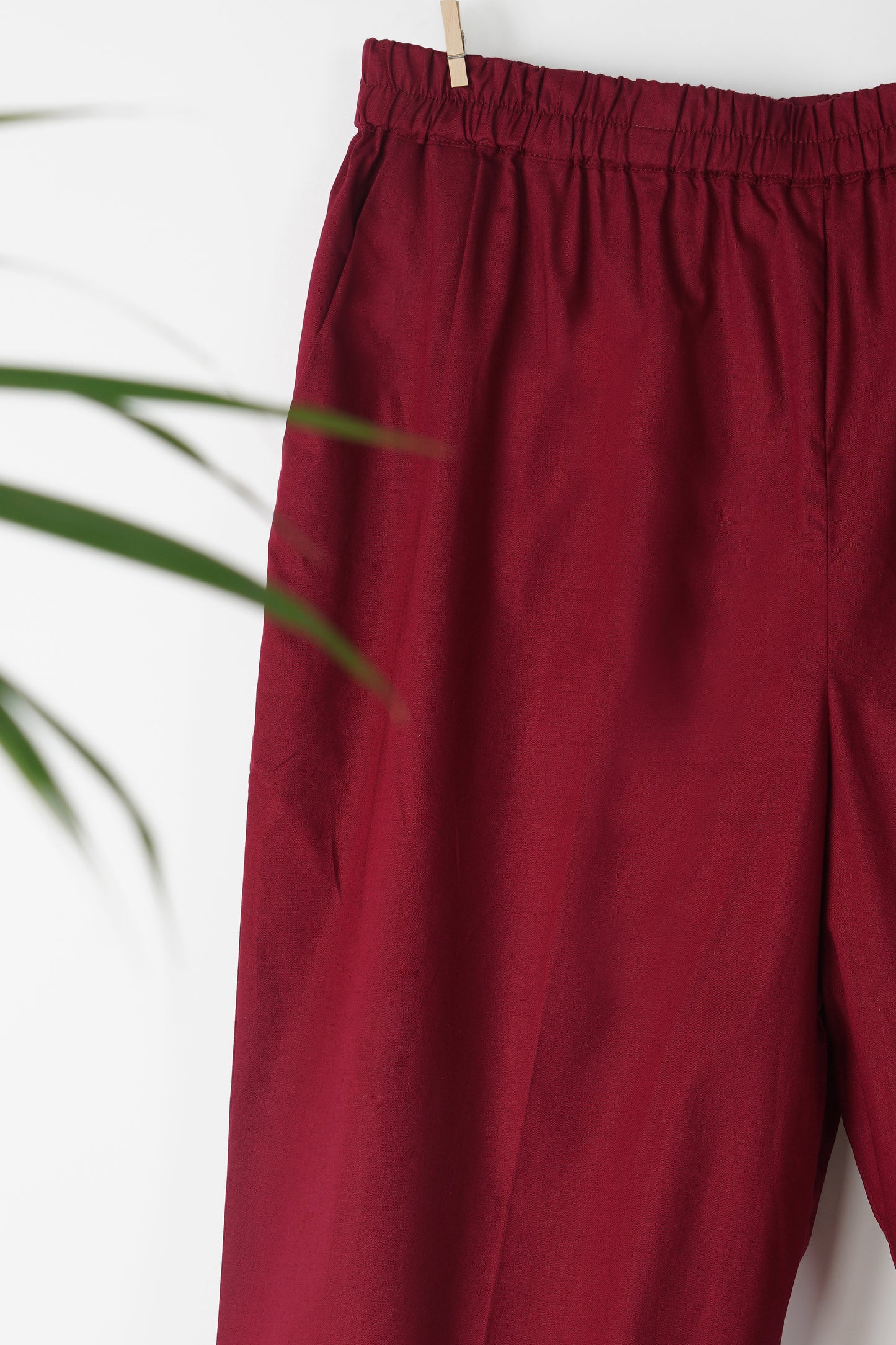 Maroon Cotton Pant with Pleats