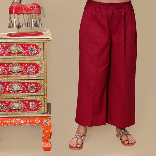 Maroon Flared Pure Cotton Pant