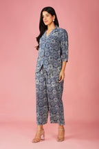 Indigo Hand Block Blazer Co-ord Set
