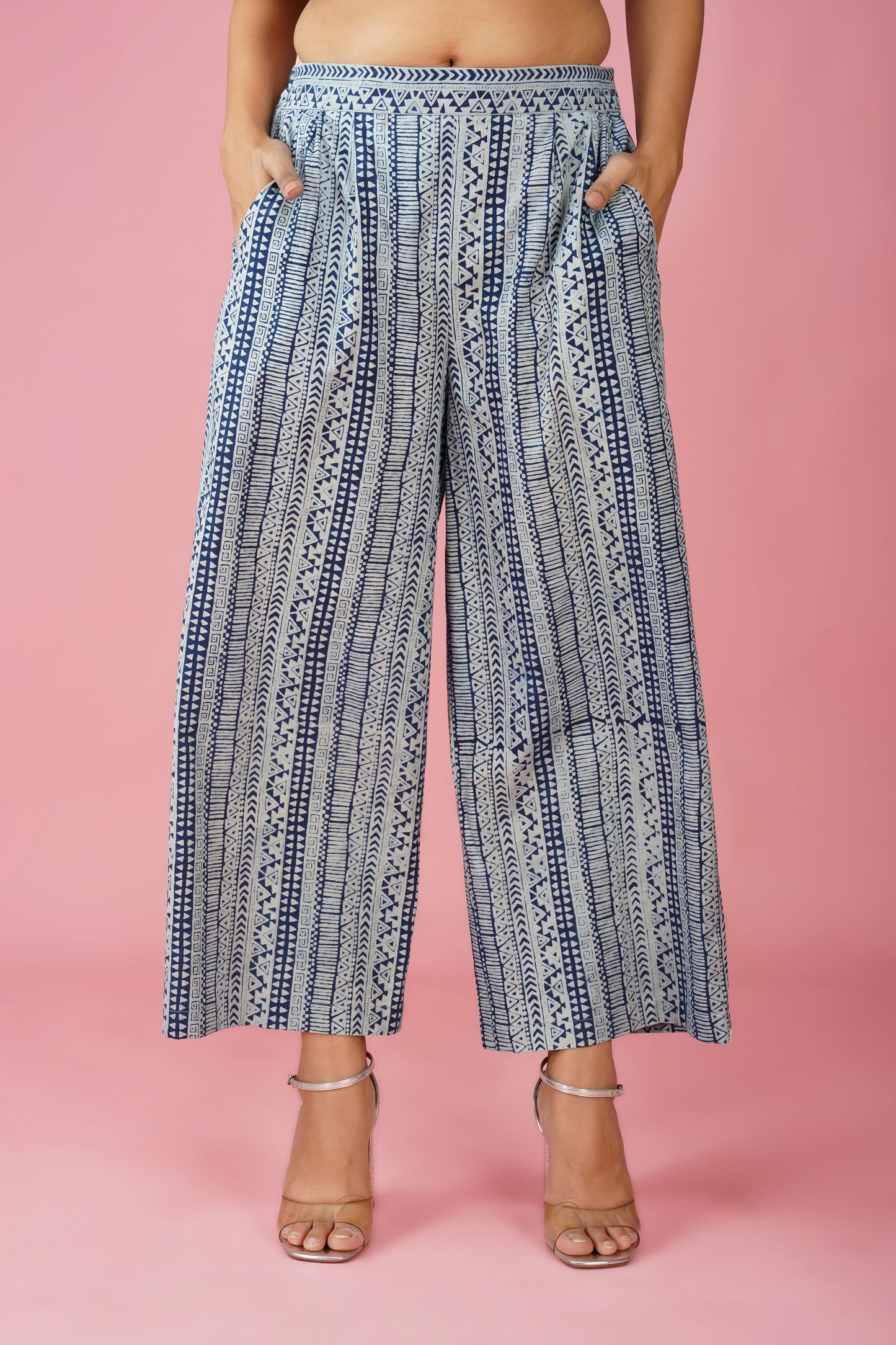 Indigo Stripes Hand Block Co-ord Set