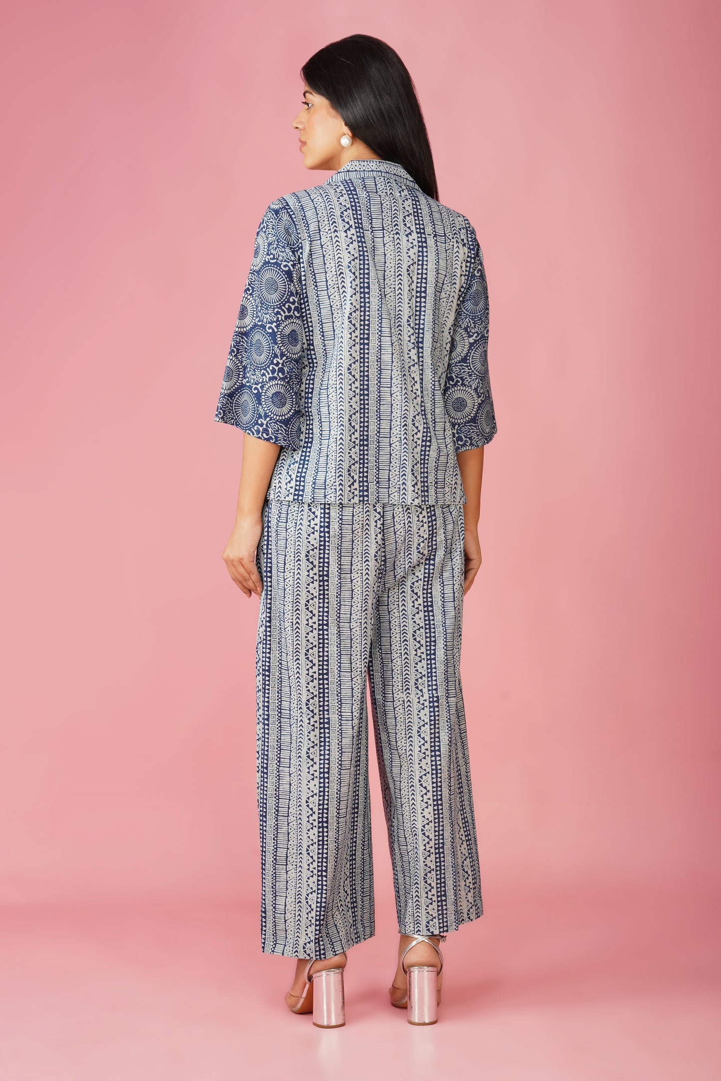 Indigo Stripes Hand Block Co-ord Set