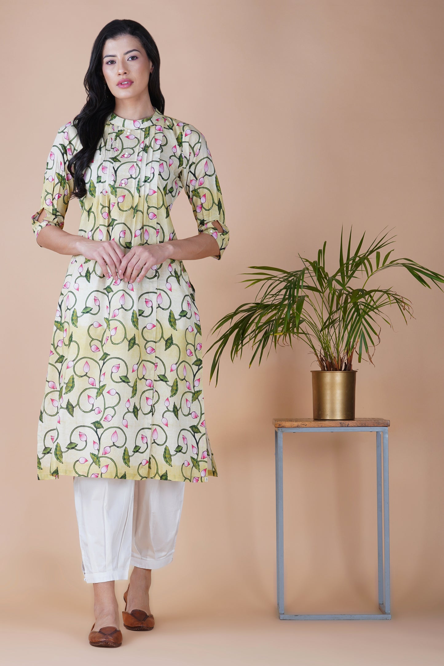 Pistachio Pichwai Art Kurta