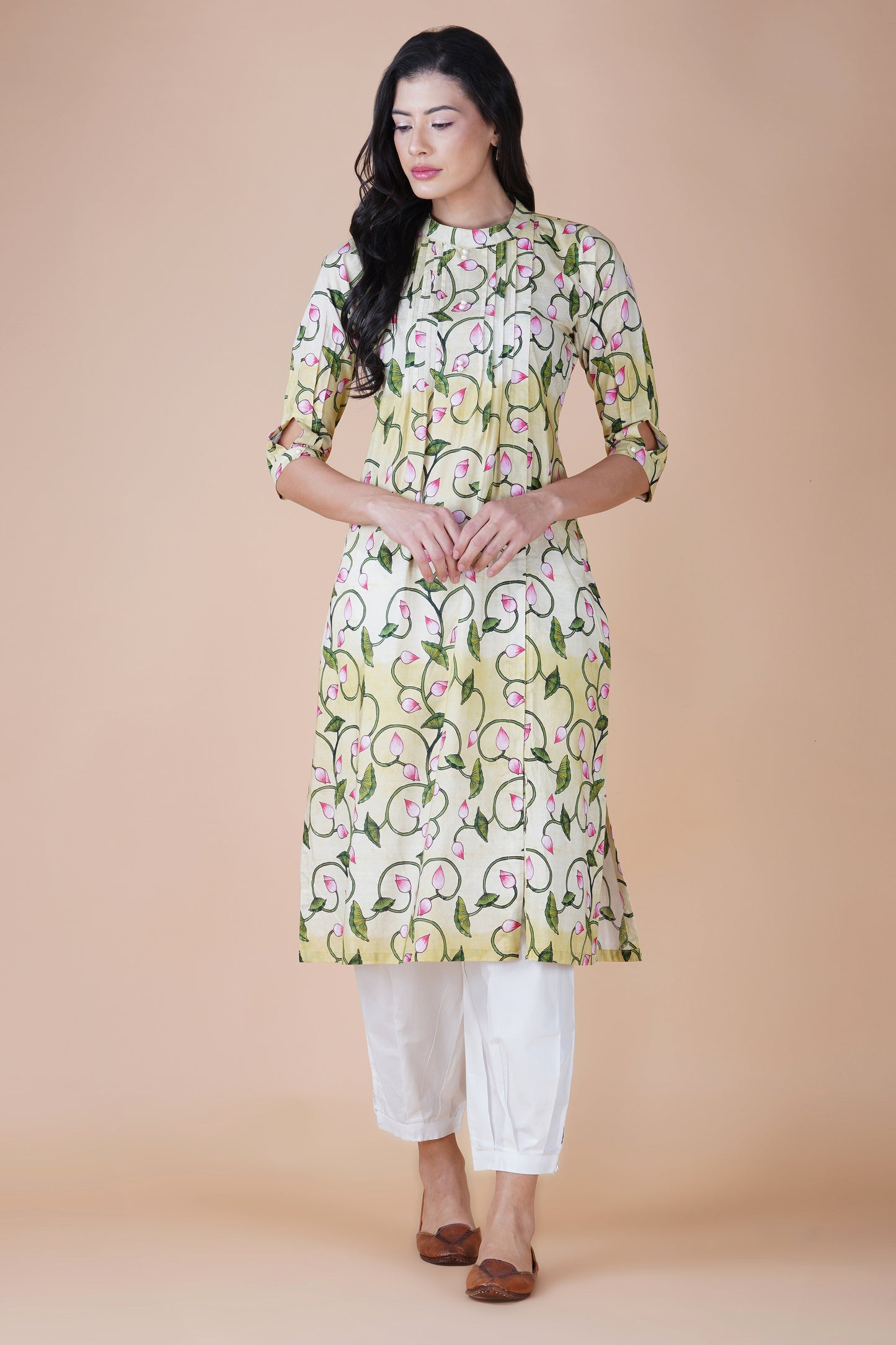 Pistachio Pichwai Art Kurta