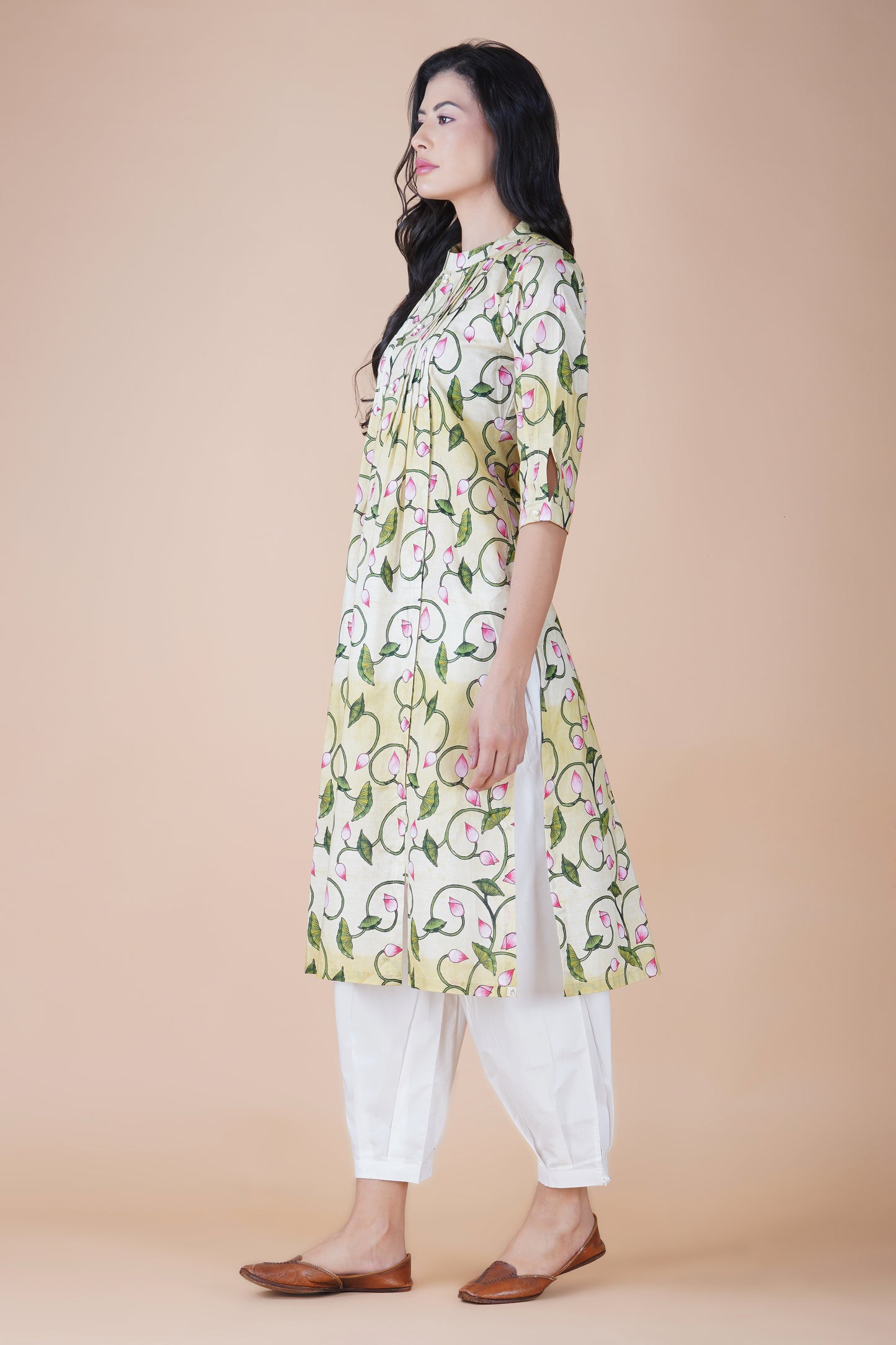 Pistachio Pichwai Art Kurta