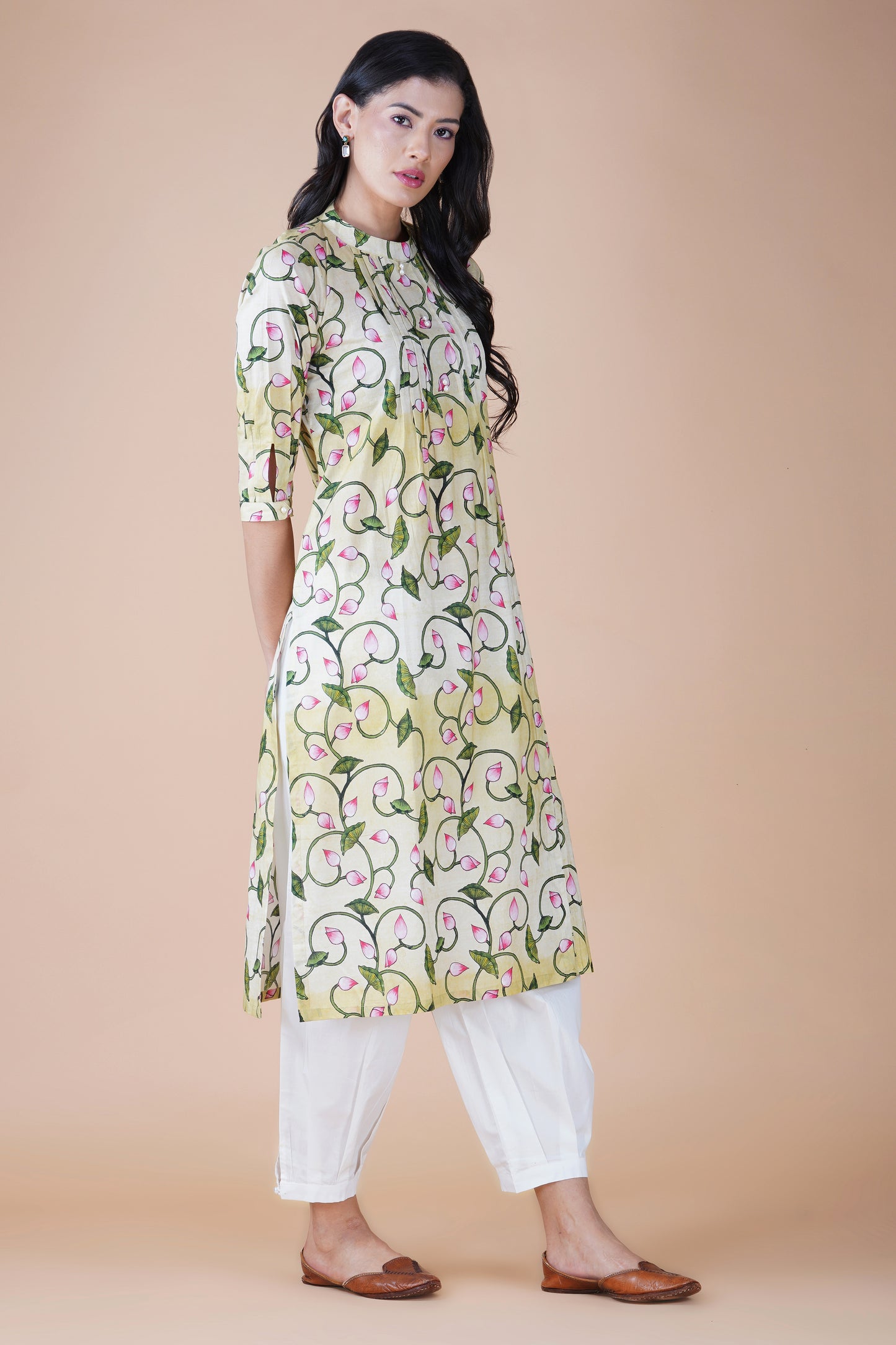 Pistachio Pichwai Art Kurta