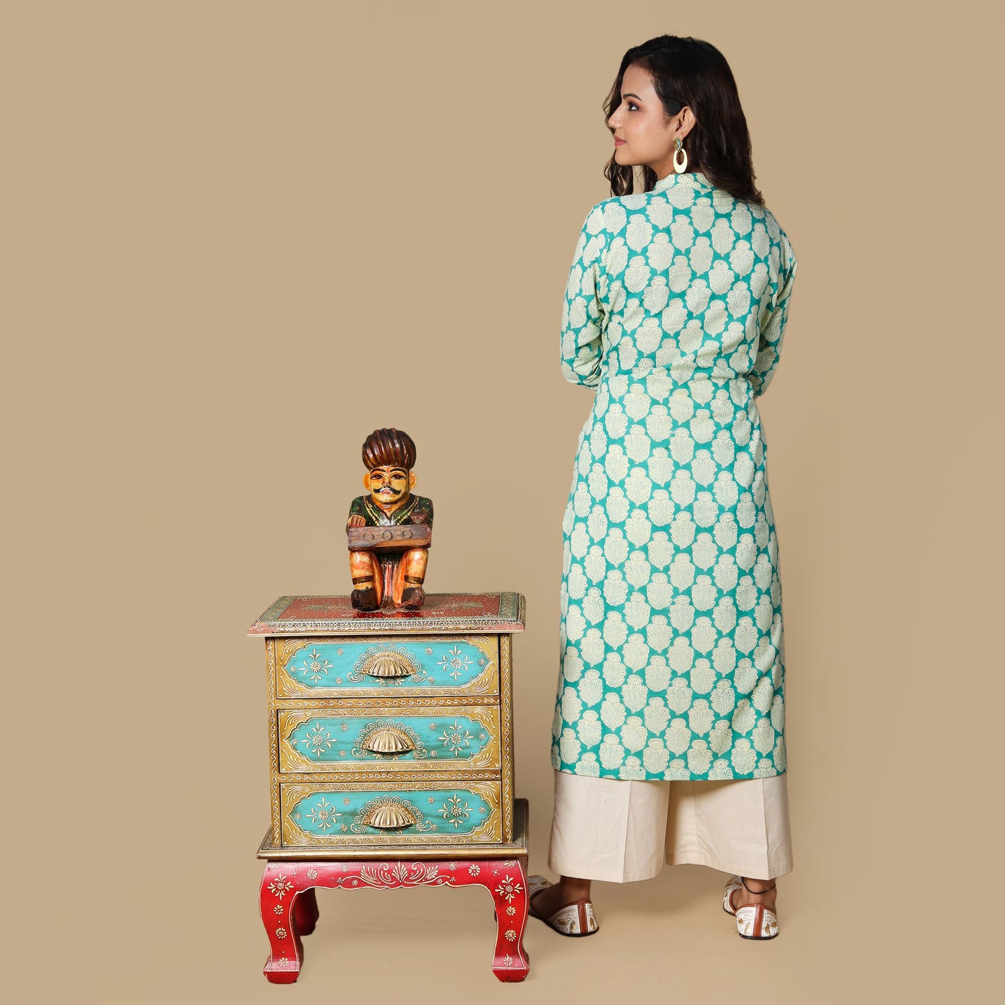 Mint Fresh Hand Block Kurta