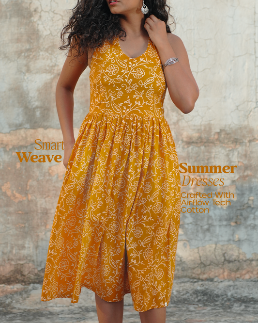 Pure Cotton Halter Flared Dress - Orchid Bliss