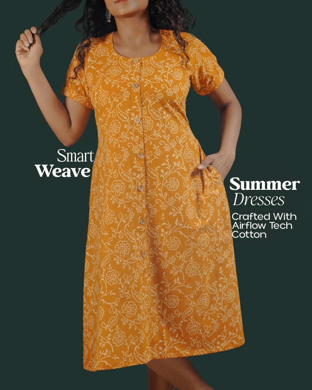 Pure Cotton Worli Art Midi Dress with Sleeves(Short sleeves) - Orchid Bliss