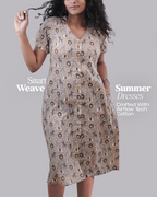 Wild Meadow Block Print Cotton Midi Dress( Short Sleeves) - Sienna Dusk