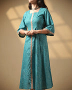 Pure Cotton Leheriya Kurti – Electric Azure