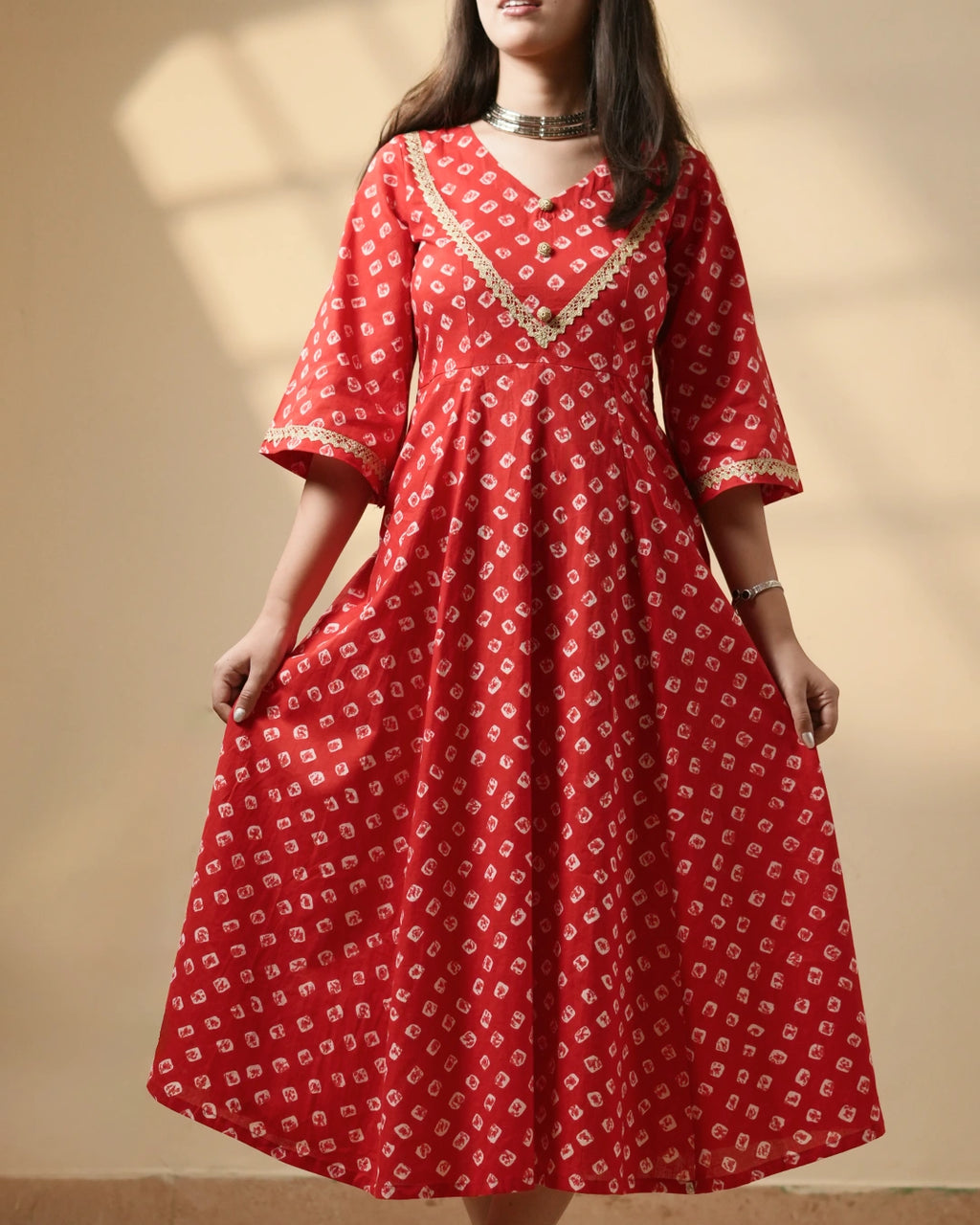 Pure Cotton Bandhani Kurti – Scarlet Breeze