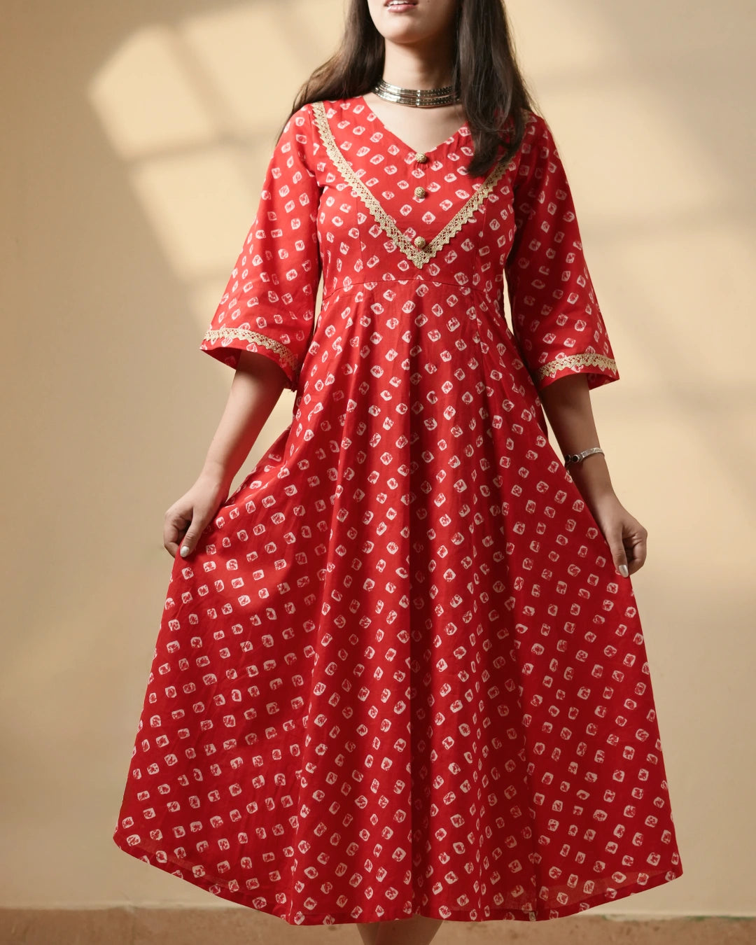 Pure Cotton Bandhani Kurti – Scarlet Breeze