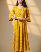 Pure Cotton Bandhani Kurti – Marigold Dots