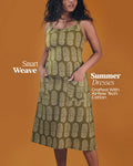 Pure Cotton Worli Art Midi Dress With Pockets - Vintage Olive
