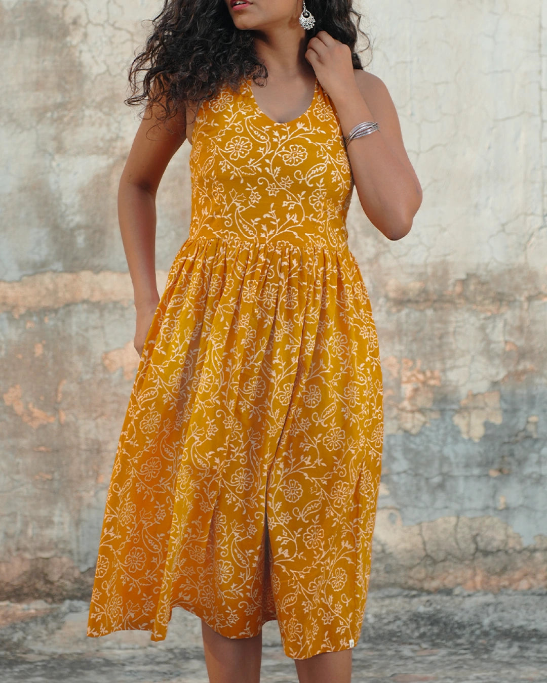 Pure Cotton Halter Flared Dress - Orchid Bliss