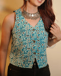 Pure Cotton Worli Art Indie Vest - Indigo Raga