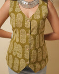 Pure Cotton Block print - Khaki Olive