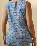 Pure Cotton Geometric Print - Cobalt Indigo