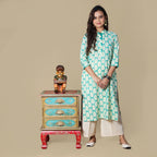 Mint Fresh Hand Block Kurta