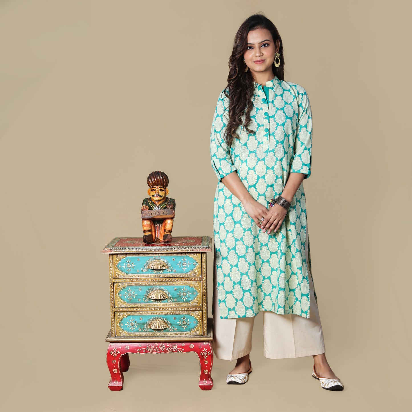 Mint Fresh Hand Block Kurta