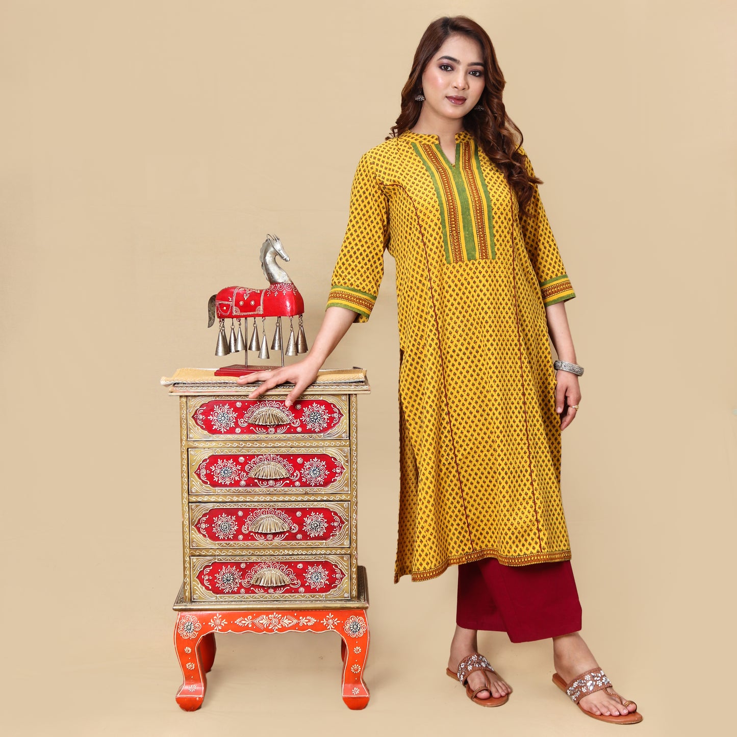 Sun & Sand Tulip Ajrakh Hand Block Kurta