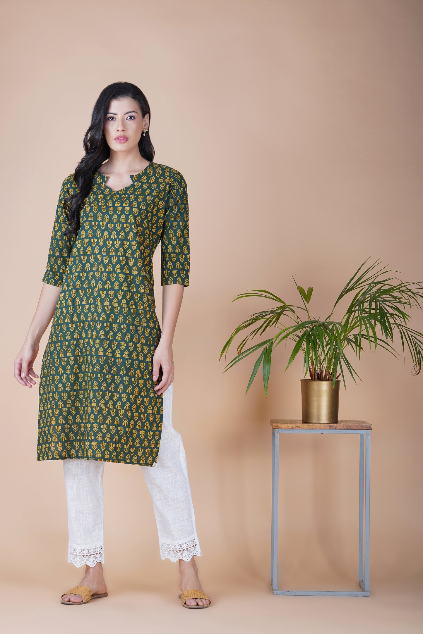 Forest Green Cotton Kurta