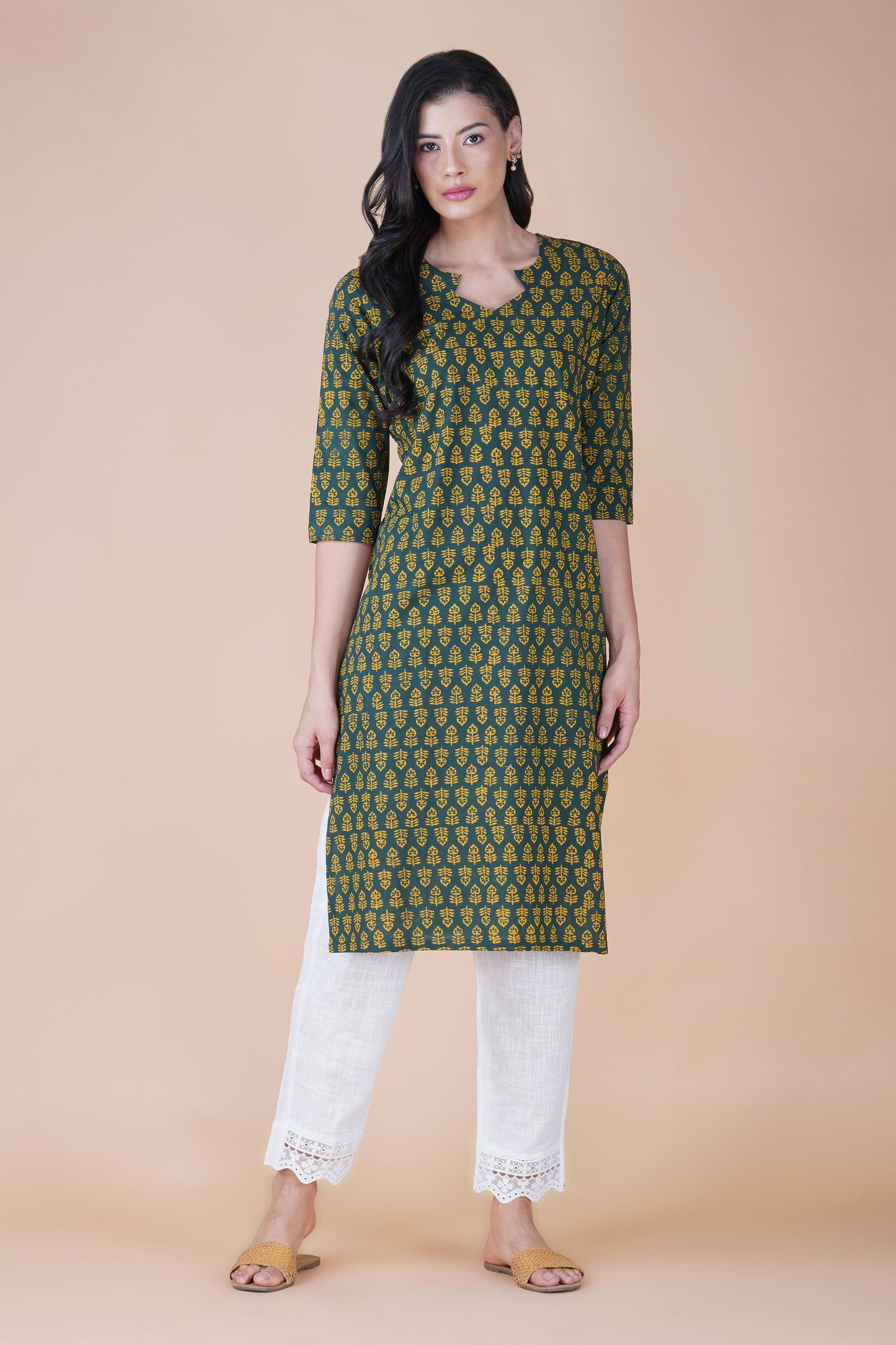 Forest Green Cotton Kurta