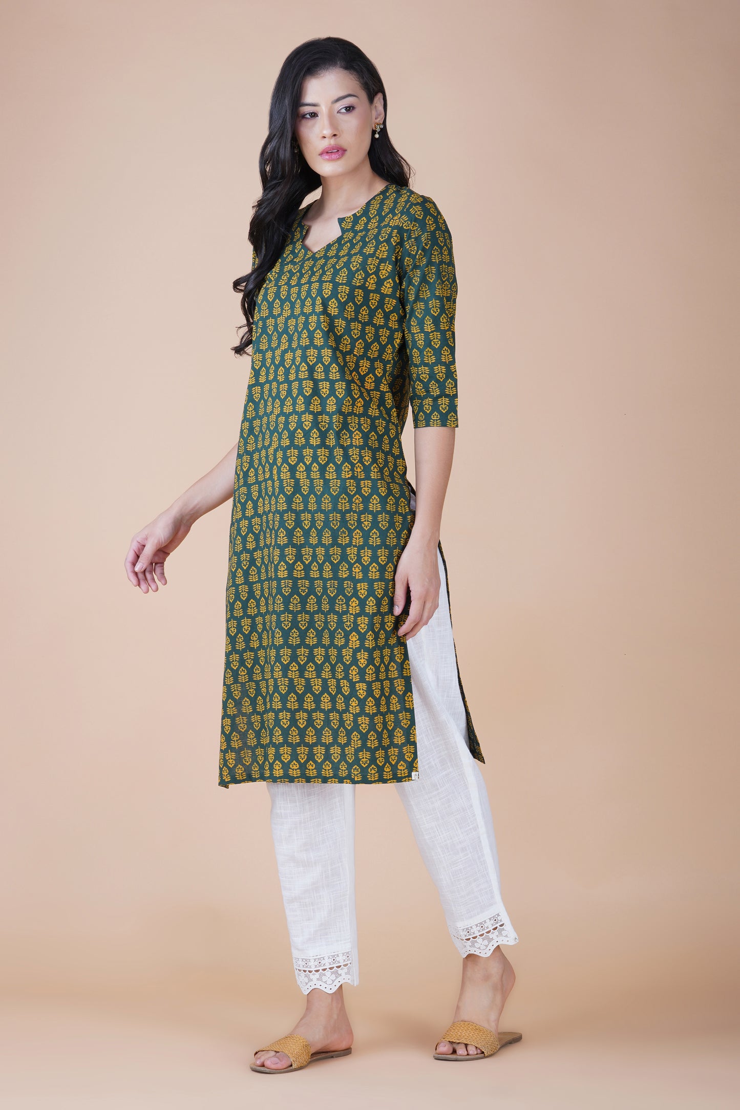 Forest Green Cotton Kurta