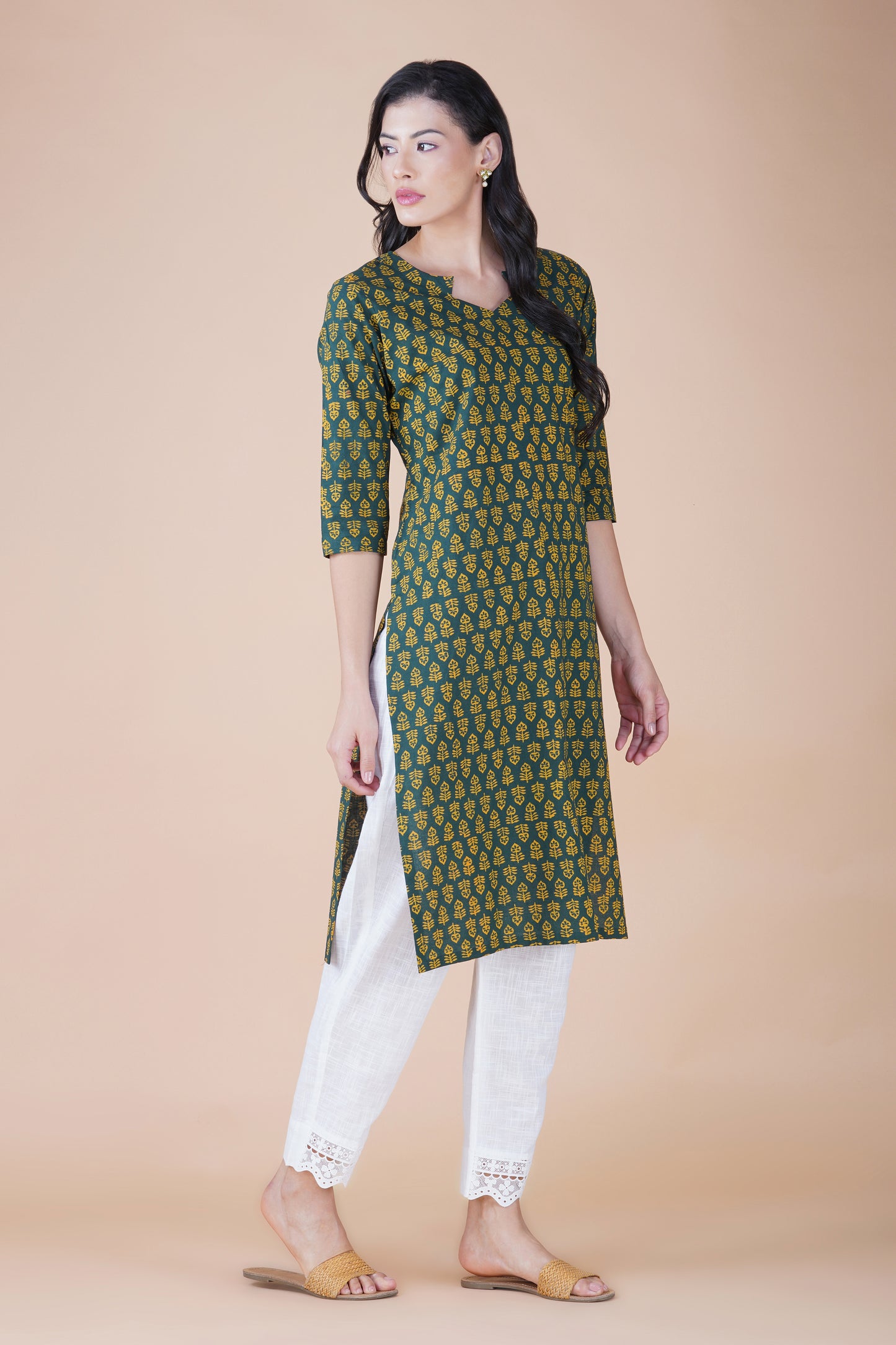 Forest Green Cotton Kurta