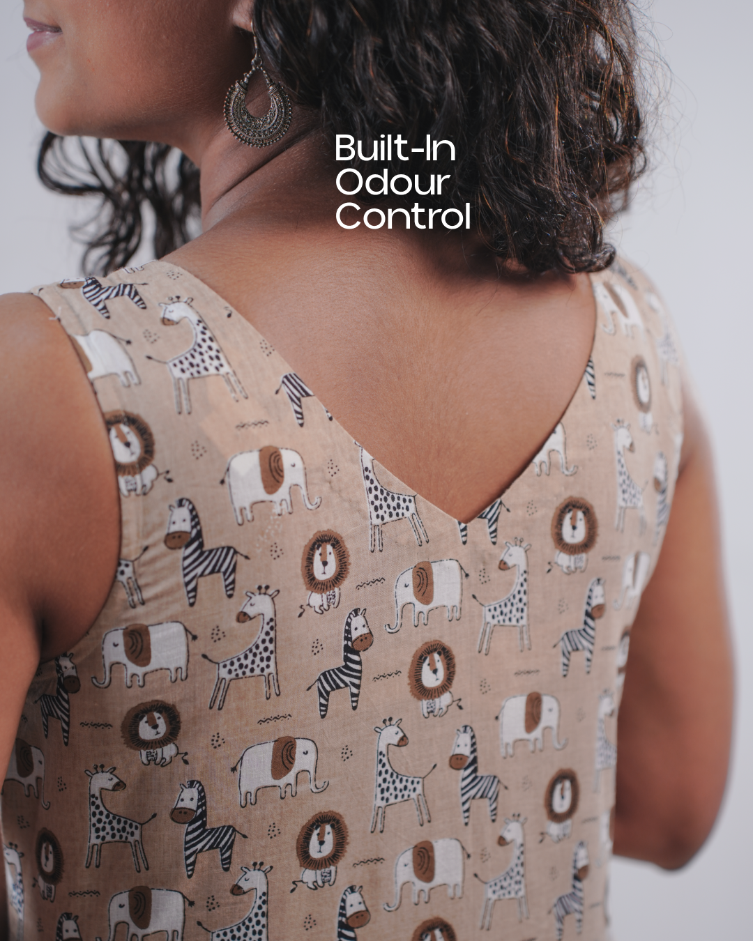 Wild Meadow Block Print Cotton Midi Dress (Sleeveless) - Sienna Dusk