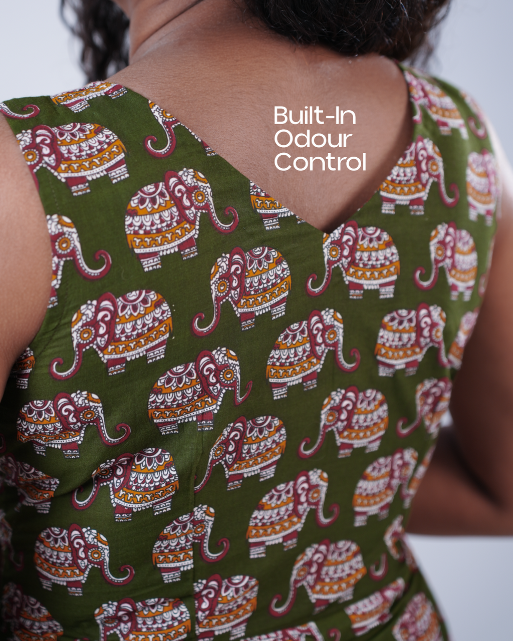 Jaipur Parade Hand Block Parint Cotton Midi Dress (Sleeveless) - Sage Dust