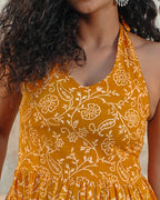 Pure Cotton Halter Flared Dress - Orchid Bliss