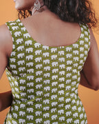 Green Safari Block Dress (Sleeveless) - Olivewood