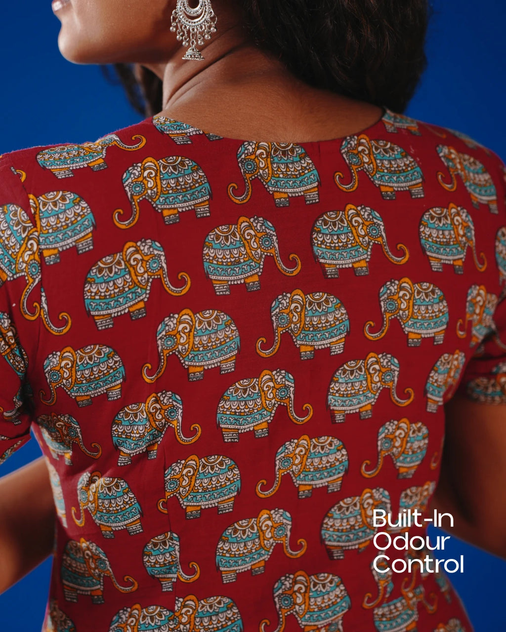 Jaipur Parade Hand Block Print Cotton Midi Dress(Short sleeves) - Burnt Coral