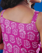 Pure Cotton Worli Art Midi Dress  with Pockets - Mystic Magenta