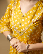 Pure Cotton Bandhani Kurti – Marigold Dots